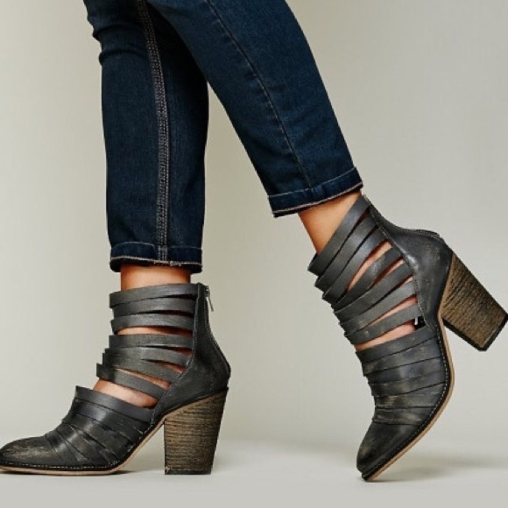 Free People Hybrid Strappy Leather Booties